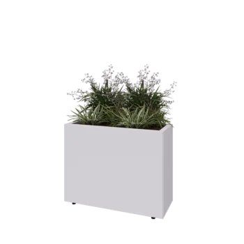 Jardinieră din oțel - Dreptunghiular - 80 x 30 x 60 cm - RAL9010 mat (alb) - Cu placă de bază - Cu picioare