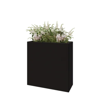 Jardinieră din oțel - Dreptunghiular - 80 x 30 x 80 cm - RAL9005 mat (negru) - Cu placă de bază