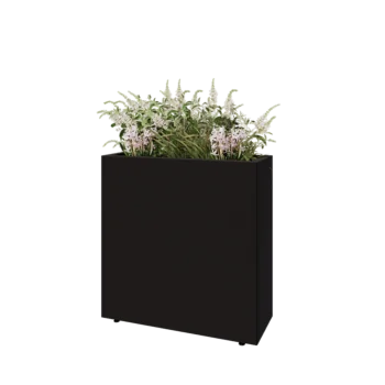 Jardinieră din oțel - Dreptunghiular - 80 x 30 x 80 cm - RAL9005 mat (negru) - Cu placă de bază - Cu picioare