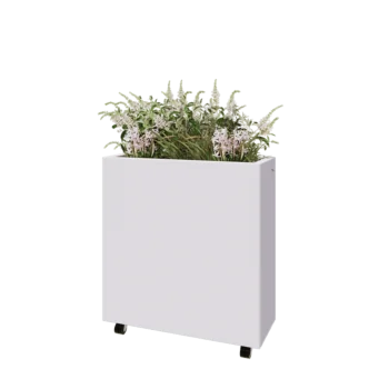 Jardinieră din oțel - Dreptunghiular - 80 x 30 x 80 cm - RAL9010 mat (alb) - Cu placă de bază - Cu roți