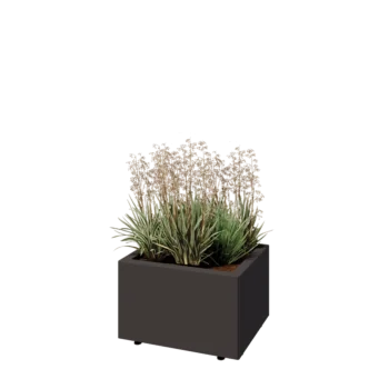 Jardinieră din oțel - Dreptunghiular - 50 x 40 x 30 cm - Altă culoare RAL - Cu placă de bază - Cu picioare