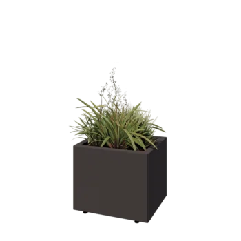 Jardinieră din oțel - Dreptunghiular - 50 x 40 x 40 cm - Altă culoare RAL - Cu placă de bază - Cu picioare