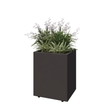 Jardinieră din oțel - Dreptunghiular - 50 x 40 x 60 cm - RAL7016 mat (gri antracit) - Cu placă de bază - Cu picioare
