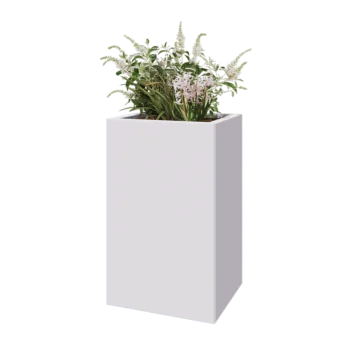 Jardinieră din oțel - Dreptunghiular - 50 x 40 x 80 cm - RAL9010 mat (alb) - Cu placă de bază