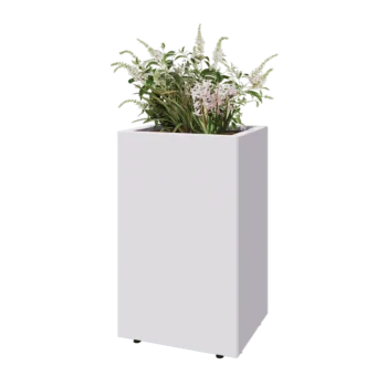 Jardinieră din oțel - Dreptunghiular - 50 x 40 x 80 cm - RAL9010 mat (alb) - Cu placă de bază - Cu picioare