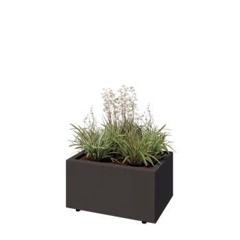 Jardinieră din oțel - Dreptunghiular - 60 x 40 x 30 cm - RAL7016 mat (gri antracit) - Cu placă de bază - Cu picioare