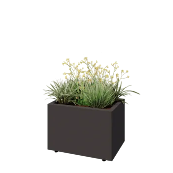 Jardinieră din oțel - Dreptunghiular - 60 x 40 x 40 cm - RAL7016 mat (gri antracit) - Cu placă de bază - Cu picioare