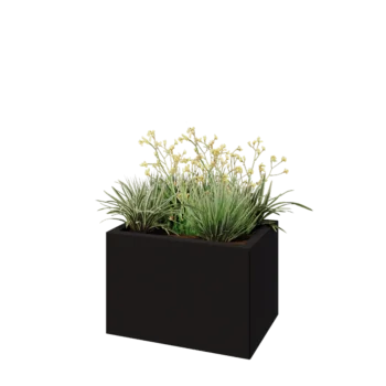 Jardinieră din oțel - Dreptunghiular - 60 x 40 x 40 cm - RAL9005 mat (negru) - Fără placă de bază