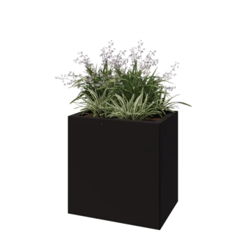 Jardinieră din oțel - Dreptunghiular - 60 x 40 x 60 cm - RAL9005 mat (negru) - Fără placă de bază