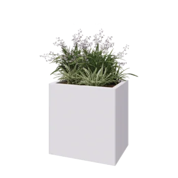 Jardinieră din oțel - Dreptunghiular - 60 x 40 x 60 cm - RAL9010 mat (alb) - Cu placă de bază