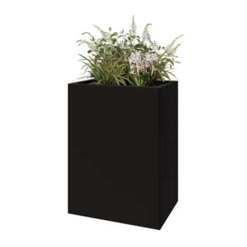 Jardinieră din oțel - Dreptunghiular - 60 x 40 x 80 cm - RAL9005 mat (negru) - Fără placă de bază
