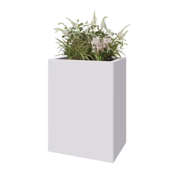 Jardinieră din oțel - Dreptunghiular - 60 x 40 x 80 cm - RAL9010 mat (alb) - Cu placă de bază