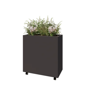 Jardinieră din oțel - Dreptunghiular - 80 x 40 x 80 cm - Altă culoare RAL - Cu placă de bază - Cu roți