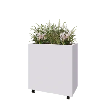 Jardinieră din oțel - Dreptunghiular - 80 x 40 x 80 cm - RAL9010 mat (alb) - Cu placă de bază - Cu roți