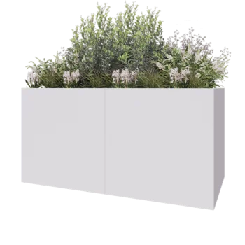Jardinieră XXL din oțel - Dreptunghiular - 200 x 100 x 100 cm - RAL9010 mat (alb) - Fără placă de bază