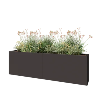Jardinieră XXL din oțel - Dreptunghiular - 200 x 30 x 60 cm - Altă culoare RAL - Cu placă de bază