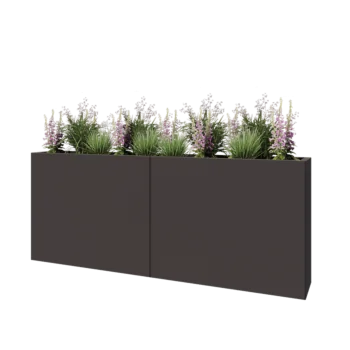 Jardinieră XXL din oțel - Dreptunghiular - 200 x 30 x 80 cm - Altă culoare RAL - Cu placă de bază