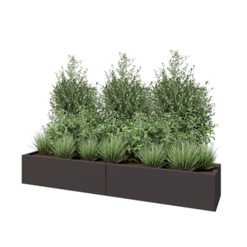 Jardinieră XXL din oțel - Dreptunghiular - 200 x 40 x 30 cm - Altă culoare RAL - Cu placă de bază