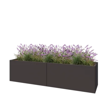 Jardinieră XXL din oțel - Dreptunghiular - 200 x 50 x 50 cm - Altă culoare RAL - Cu placă de bază