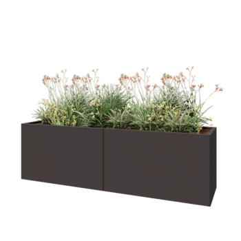 Jardinieră XXL din oțel - Dreptunghiular - 200 x 50 x 60 cm - Altă culoare RAL - Cu placă de bază