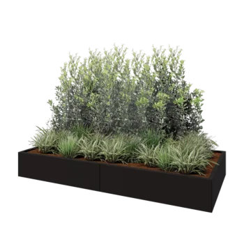 Jardinieră XXL din oțel - Dreptunghiular - 240 x 100 x 30 cm - RAL9005 mat (negru) - Cu placă de bază