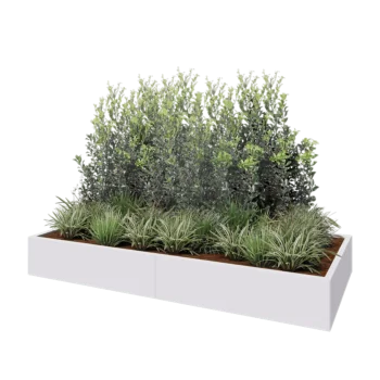 Jardinieră XXL din oțel - Dreptunghiular - 240 x 100 x 30 cm - RAL9010 mat (alb) - Cu placă de bază