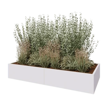 Jardinieră XXL din oțel - Dreptunghiular - 240 x 100 x 40 cm - RAL9010 mat (alb) - Fără placă de bază