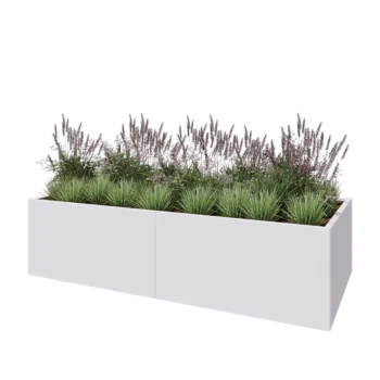 Jardinieră XXL din oțel - Dreptunghiular - 240 x 100 x 60 cm - RAL9010 mat (alb) - Fără placă de bază