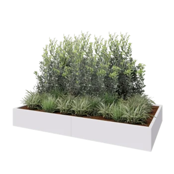 Jardinieră XXL din oțel - Dreptunghiular - 240 x 120 x 30 cm - RAL9010 mat (alb) - Cu placă de bază