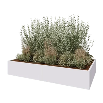 Jardinieră XXL din oțel - Dreptunghiular - 240 x 120 x 40 cm - RAL9010 mat (alb) - Cu placă de bază