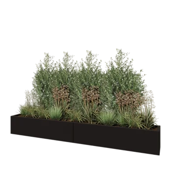 Jardinieră XXL din oțel - Dreptunghiular - 240 x 30 x 30 cm - RAL9005 mat (negru) - Cu placă de bază