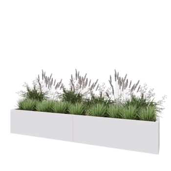 Jardinieră XXL din oțel - Dreptunghiular - 240 x 30 x 40 cm - RAL9010 mat (alb) - Cu placă de bază