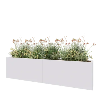 Jardinieră XXL din oțel - Dreptunghiular - 240 x 30 x 60 cm - RAL9010 mat (alb) - Cu placă de bază