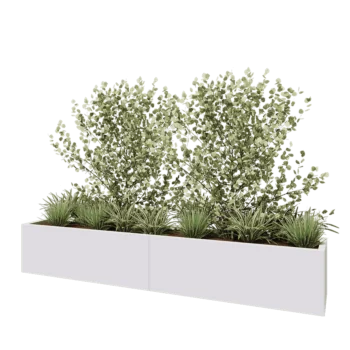 Jardinieră XXL din oțel - Dreptunghiular - 240 x 40 x 40 cm - RAL9010 mat (alb) - Cu placă de bază
