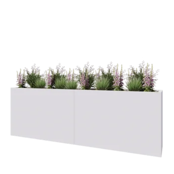 Jardinieră XXL din oțel - Dreptunghiular - 240 x 40 x 80 cm - RAL9010 mat (alb) - Cu placă de bază