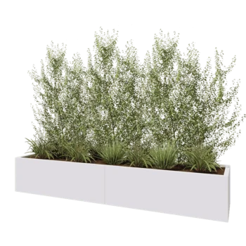 Jardinieră XXL din oțel - Dreptunghiular - 240 x 50 x 40 cm - RAL9010 mat (alb) - Cu placă de bază