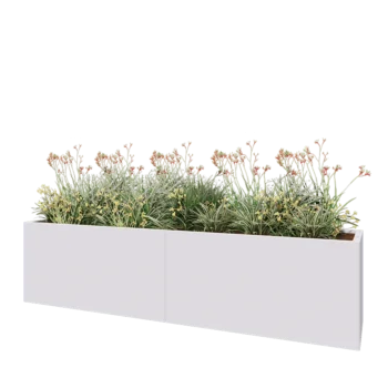 Jardinieră XXL din oțel - Dreptunghiular - 240 x 50 x 60 cm - RAL9010 mat (alb) - Cu placă de bază