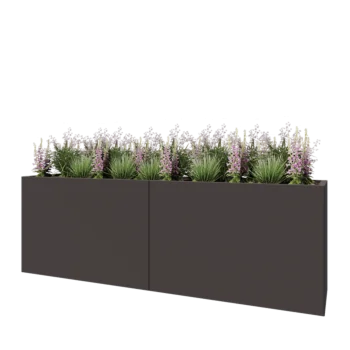 Jardinieră XXL din oțel - Dreptunghiular - 240 x 50 x 80 cm - Altă culoare RAL - Cu placă de bază