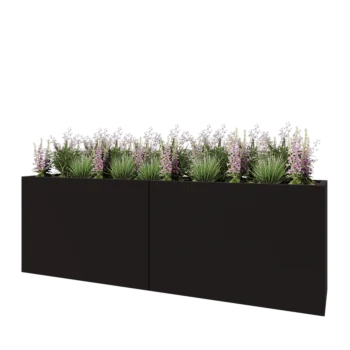 Jardinieră XXL din oțel - Dreptunghiular - 240 x 50 x 80 cm - RAL9005 mat (negru) - Fără placă de bază