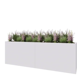 Jardinieră XXL din oțel - Dreptunghiular - 240 x 50 x 80 cm - RAL9010 mat (alb) - Cu placă de bază