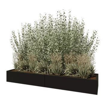 Jardinieră XXL din oțel - Dreptunghiular - 240 x 60 x 30 cm - RAL9005 mat (negru) - Cu placă de bază
