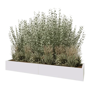 Jardinieră XXL din oțel - Dreptunghiular - 240 x 60 x 30 cm - RAL9010 mat (alb) - Cu placă de bază