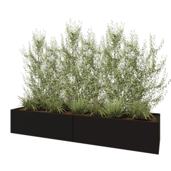 Jardinieră XXL din oțel - Dreptunghiular - 240 x 60 x 40 cm - RAL9005 mat (negru) - Cu placă de bază