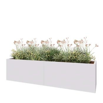 Jardinieră XXL din oțel - Dreptunghiular - 240 x 60 x 60 cm - RAL9010 mat (alb) - Cu placă de bază