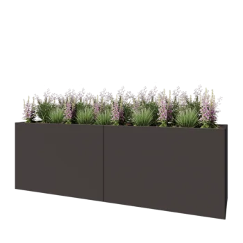 Jardinieră XXL din oțel - Dreptunghiular - 240 x 60 x 80 cm - Altă culoare RAL - Cu placă de bază