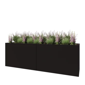 Jardinieră XXL din oțel - Dreptunghiular - 240 x 60 x 80 cm - RAL9005 mat (negru) - Cu placă de bază