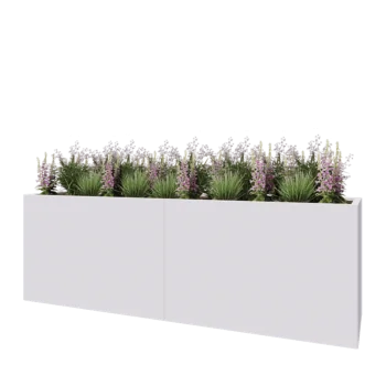 Jardinieră XXL din oțel - Dreptunghiular - 240 x 60 x 80 cm - RAL9010 mat (alb) - Cu placă de bază