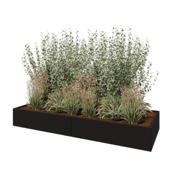 Jardinieră XXL din oțel - Dreptunghiular - 240 x 80 x 30 cm - RAL9005 mat (negru) - Cu placă de bază