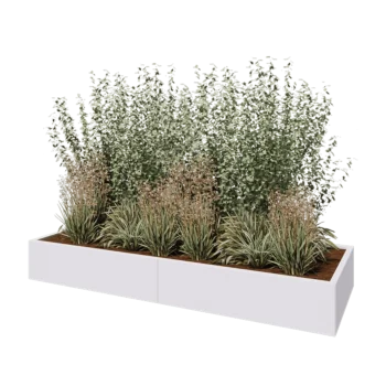 Jardinieră XXL din oțel - Dreptunghiular - 240 x 80 x 30 cm - RAL9010 mat (alb) - Cu placă de bază