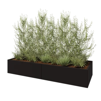 Jardinieră XXL din oțel - Dreptunghiular - 240 x 80 x 40 cm - RAL9005 mat (negru) - Fără placă de bază